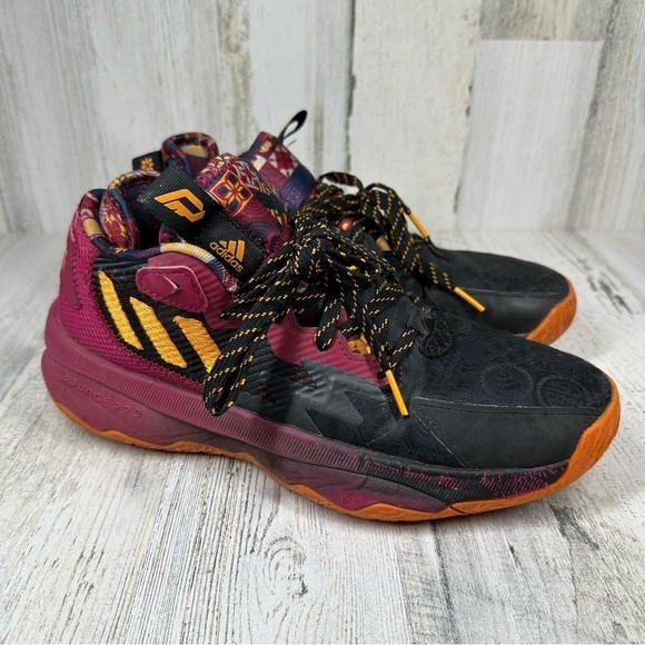 Adidas Dame 8 Lillard CNY Basketball Shoes Black Maroon #87 - Picture 3 of 10